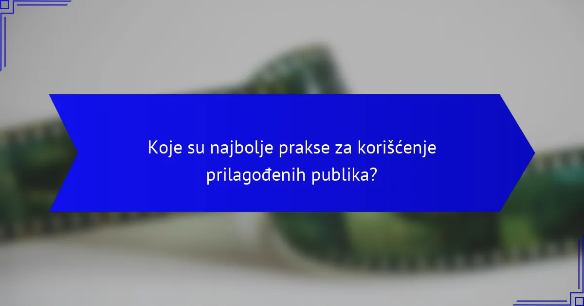 Koje su najbolje prakse za korišćenje prilagođenih publika?