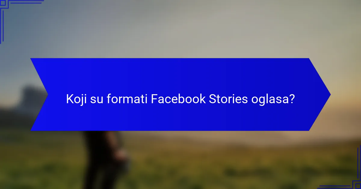 Koji su formati Facebook Stories oglasa?
